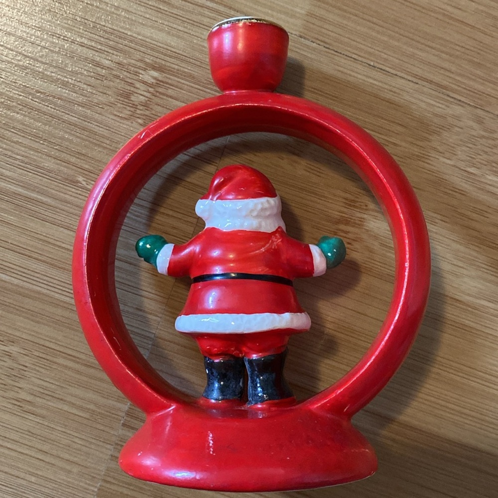 Vintage Santa Ceramic Candle Stick Holder - Picture 2 of 9